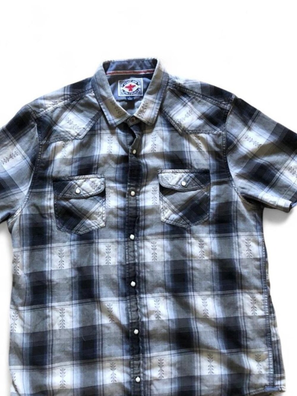 Y2K Flag & Anthem Grunge Pearl Plaid Men’s L Button Up Skater Streetwear Shirt